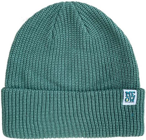 MEOW STACKED LOGO CUFFED TEAL BEANIE (Copy)