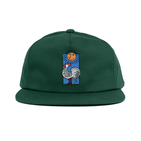 Chocolate Rooster 5 Panel Hat Forest Green