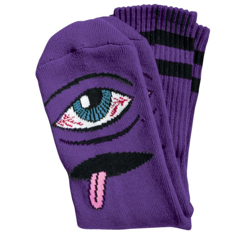 TM Sect Eye Stripe Crew Socks-Purple