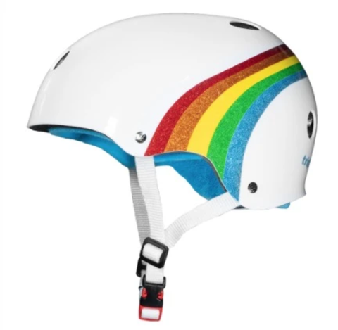 Triple Eight Certified Sweatsaver Helmet (Rainbow Sparkle/White)