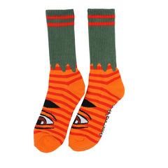TM Sect Eye Stripe Crew Socks-Green/Red/Orange